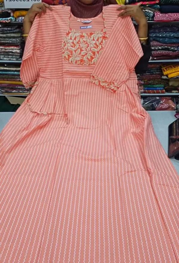 Premium Cotton Frock Style Nighty with Adjustable Rope & Side Pocket | NT3286